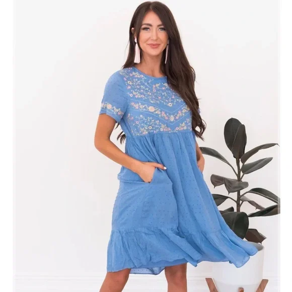 Neesee's Dresses | Dresses | Neesees Dresses Blue Midi Dress | Poshmark
